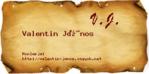 Valentin János névjegykártya